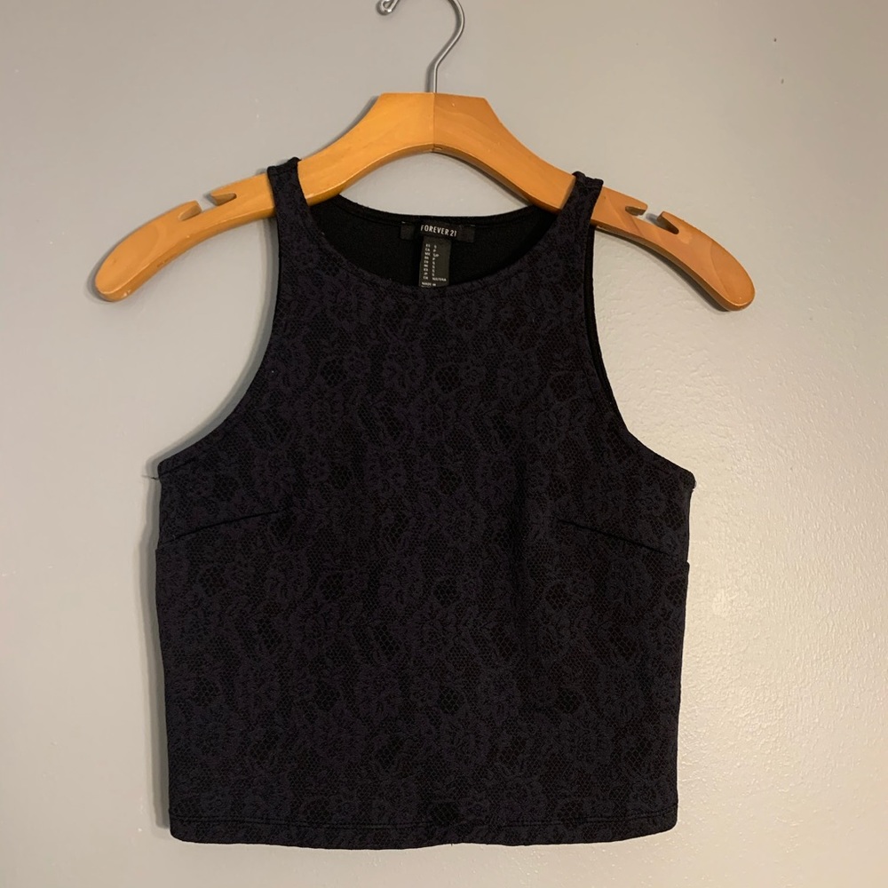 Forever 21 Black Lace Crop Top S